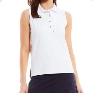 Jude Connally Women’s Tina White Sleeveless Collar Top with Ruffle